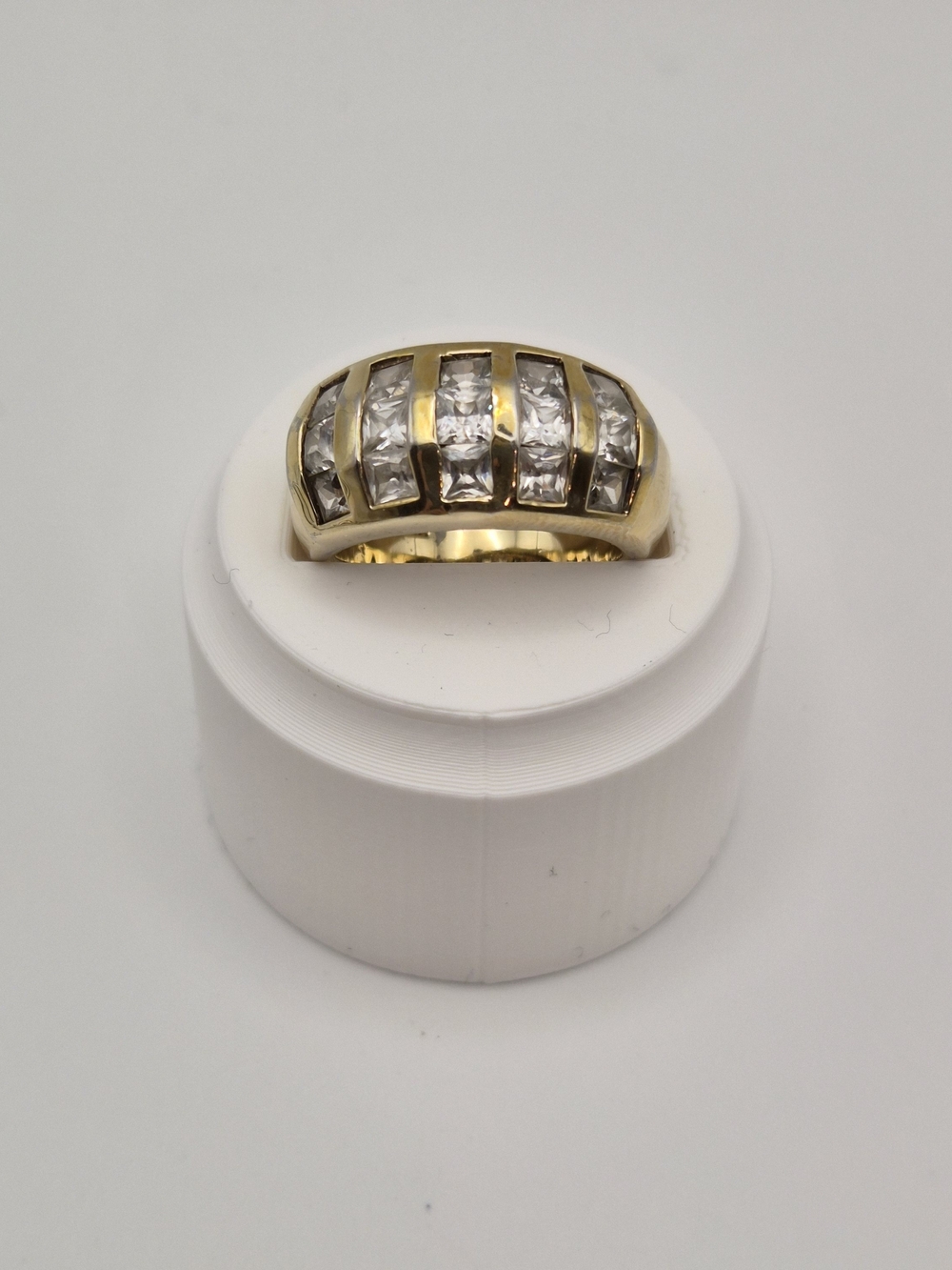 Gold Over Sterling Cocktail Ring with Clear Stones - Women's Jewelry